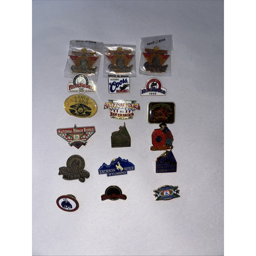 Rare 1990s Rodeo Pin Collection Lot of 18 - National Finals, Bull Riding, NFR